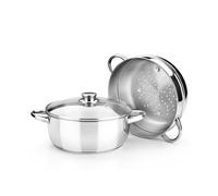 MONIX Optima | Marmite vapeur 20 cm, inox 18/10, avec couvercle en verre