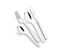 MONIX Roma | Lot 24 Couverts avec Couteau à Steak, Acier Inoxydable 18/0 sans Nickel, design Avant|Gardiste et Moderne, Finition Polie, Épaisseur 2 Mm, 6 Convives, Argenté