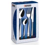 MONIX Siena set de couverts 24 pièces, en acier inoxydable, design moderne avec surface polie, pour 6 personnes, épaisseur 3 mm, lavable au lave-vaisselle, couleur Argent