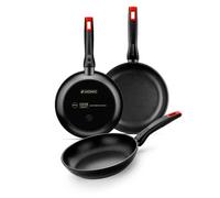 MONIX Titan Rock Lot de 3 poêles 18-22-26 cm aluminium forgé fond pleine induction intérieur et extérieur antiadhésifs