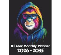Monkey 10 Year Monthly Planner: Large 120 Month Sunday to Saturday Calendar | Gift For People Who Love Safari Animals, Primate Lovers | Ideal for ... and Busy Individuals | 8.5 x 11 Inches | v1