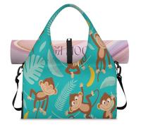 Monkey Banana Sac de sport avec compartiment à chaussures Motif singe Sac de week-end Sac fourre-tout pour salle de sport, yoga, voyage, couleur, L, Sac de voyage