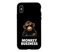 Monkey Business in Leather Jacket and Sunglasses Coque pour iPhone X/XS