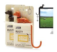 Monkey Business Rusty le Chien Queue de Chien Crochets pour Moniteur, Support de Casque & Organisateur, Crochet Adhésif Décoratif pour Clés, Câbles, Chapeaux et Accessoires informatiques - Lot de 2