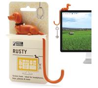 Monkey Business Rusty le crochet en forme de queue de chien pour écran, support de casque et organiseur, crochet adhésif décoratif pour clés, câbles, chapeaux et accessoires informatiques - Orange