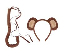 Monkey Costume Set - Plush Texture Headband Tail Combo, Flexible Secure Fit Costume, Animal Fancy Dress Jungle Theme Cosplay Outfit Complete Set For Halloween Parties Stage Performance Events