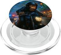 Monkey Cyberpunk Rider Moto Biker Synthwave PopSockets PopGrip pour MagSafe