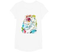 Monkey DJ avec écouteurs et Lunettes de Soleil Gorilla Musik T-Shirt, Fille, Blanc, XS