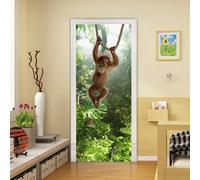 Monkey Door Stickers pour Portes Intérieures Monkey Pattern Décalcomanies De Porte 3D Self Adhesive Door Murals Art Sticker pour Les Chambres à Coucher Salle De Bain Salon Ho, Monkey, 90 x 210 cm