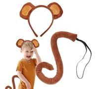 Monkey Ears And Tail Set - Cloth 58cm Tail Size | Fancy Animal Costume Accessory | Headband And ?ail Set For Cosplay Stage Performance Party Carnival Masquerade Halloween Holiday Dress -