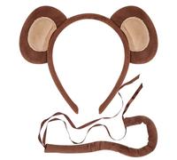 Monkey Ears And Tail Set | Monkey Costume Accessory Kit For Kids And Adults | Halloween Monkey Dress Up Set, Cute Cosplay Outfit For Parties, Jungle Theme, School Events, Carnival And Performance