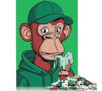 Monkey Ice Cream Puzzle 1000 Pièces Cadeau Unique Jeu Éducatif Défi Jouet À De Qualité Supérieure Peinture Art pour Adultes Et Enfants À Partir De 12 Ans 1000pcs (38x26cm)
