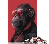 Monkey in Glasses Animal Puzzles 1000 Pièces Cadeau Unique Jeu Éducatif Défi Jouet À De Qualité Supérieure Peinture Art pour Adultes Et Enfants À Partir De 12 Ans 1000pcs (40x28cm)