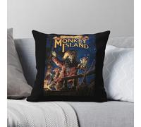 Monkey Island Lechuck's Revenge Taie d'oreiller en polyester lin velours fermeture éclair décorative 45 x 45 cm