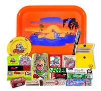 Monkey King Coffret Cadeau pour Fumeurs Plateau à Rouler Officiel The Simpson, Accessoires Cendriers, Feuilles à Rouler King Size, Filtres, Rouleaux, Autocollants et Cartons