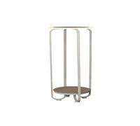 Monkey Ladder Table Basse avec lumière réglable (3 Positions), Chargeur sans Fil 20 W, Couleur Blanche et Bois, idéale pour éclairer et Charger des appareils.