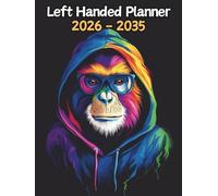 Monkey Left Handed Planner: 10 Year Monthly | Large 120 Month Calendar | Gift For People Who Love Safari Animals, Primate Lovers | Ideal for ... and Busy Individuals | 8.5 x 11 Inches | v1