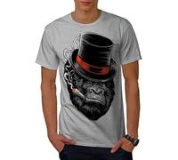 Monkey Mafia Smoke Mens T Shirt Ape Graphic Design Printed Tee Grey Manches Courtes(XX-Large)