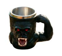 Monkey Mug - 500 ml Resin Stainless Steel Red Eyed Monkey Cup With Handle, Novelty Coffee Mugs For Picnic Outdoor Water Campfire Tea Hiking Game Home Camping Party Whiskey