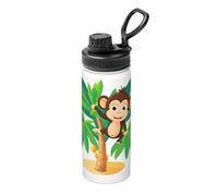 Monkey On The Coconut Tree Bouteille d'eau isotherme en vrac en acier inoxydable avec couvercle pour adultes Idéal pour un usage quotidien et les activités de plein air 532 ml