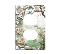 Monkey Plaque murale duplex pour salle de bain, pierre d'eau naturelle d'hiver, en plastique vert d'hiver, taille standard pour prises électriques pour nouvel appartement, maison, chambre à coucher