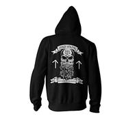 Monkey Print MAD Viking Valhalla Thor Odin Wotan Sweat à capuche zippé pour homme - Noir - XX-Large