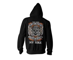 Monkey Print Sweat à capuche zippé pour homme « Trois choses ne font jamais chez un motard », Noir , XXL
