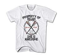 Monkey Print T-Shirt pour Hommes Baseball Batteur Lucille Negan Walking Dead Mort-Vivant - Blanc, XL