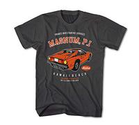 Monkey Print T-Shirt pour Hommes Magnum P.I.Voiture Hawaii Plage Île Hopper - Anthracite, M