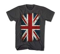 Monkey Print T-Shirt Union Jack Drapeau Vintage Grunge Jupe Style England Culte - Anthracite, L