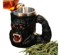 Monkey Resin Mug, Stainless Cup, 5.71x3.94x4.53 Inches Secure Gear with Handle Build, Supplies Adults Professionals, Compact Accessory for Home, Ideal Accessories for Camping, Whiskey, and Hiking Use