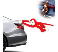 Monkey Squad, Monkey for Cars, Adorable Auto Interior & Exterior Accessory, Fun Rear Trunk Or Window Ornament, with Suction Cup (Red)