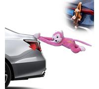 Monkey Squad, Monkey for Cars, Adorable Auto Interior & Exterior Accessory, Fun Rear Trunk or Window Ornament, With Suction Cup (Pink)