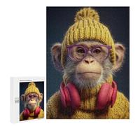 Monkey with Headphones and Knit Hat Puzzle 1000 Pièces Educa Jouet en Bois Cadeau Unique Décoration Intérieure Jeu Éducatif Challenge Toy Adultes Et Enfants À Partir De 14 Ans 500 PCS
