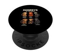 Monkeys of The World T-Shirt Mignon espèces de Primates PopSockets PopGrip Adhésif