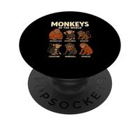Monkeys of The World T-Shirt Mignon espèces de Primates PopSockets PopGrip Adhésif