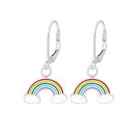Monkimau Arc-en-ciel Enfants et filles, Boucles d'oreilles, clous d'oreilles, bijoux d'oreilles, en 925, hypoallergénique et sans nickel, taille du motif 10 mm x 6 mm, pour enfants et filles