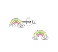 Monkimau Boucles d'oreilles arc-en-ciel pour filles en argent 925 Enfants : boucles d'oreilles hypoallergéniques pour filles de 8 ans, Clous d'oreilles médicaux et
