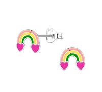 Monkimau Boucles d'oreilles arc-en-ciel pour filles en argent 925 Enfants : boucles d'oreilles hypoallergéniques pour filles de 8 ans, Clous d'oreilles médicaux et
