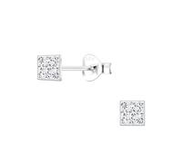 Monkimau Boucles d'oreilles carrées pour enfants et filles, boucles d'oreilles, bijoux d'oreilles, en 925, hypoallergéniques et sans nickel, avec cristaux scintillants, taille du motif 4 mm x 4