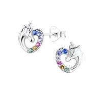 Monkimau Boucles d'oreilles, clous d'oreilles, bijoux d'oreilles licorne cœur, en argent sterling 925, taille du motif env 8 x 9 mm, pour femmes et filles, fabriquées à la main