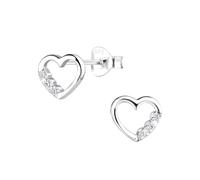 Monkimau Boucles d'oreilles cœur, clous d'oreilles, bijoux d'oreilles, en argent sterling 925, taille du motif env 7 x 6 mm, pour femmes et filles, fabriquées à la main, hypoallergéniques