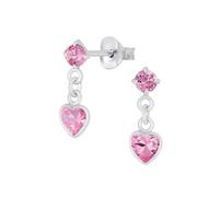 Monkimau Boucles d'oreilles cœur, clous d'oreilles, bijoux d'oreilles, en argent sterling 925, taille du motif env 4 x 13 mm, pour femmes et filles, fabriquées à la main, hypoallergéniques