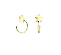 Monkimau Boucles d'oreilles demi-creoles étoile, clous d'oreilles, bijoux d'oreilles, en laiton plaqué argent, pour femmes et filles, faites à la main, hypoallergéniques et petite idée cadeau