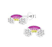 Monkimau Boucles d'oreilles pour filles arc-en-ciel, boucles d'oreilles en argent sterling 925, boucles d'oreilles pour enfants hypoallergéniques