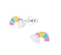Monkimau Boucles d'oreilles pour filles arc-en-ciel, boucles d'oreilles en argent sterling 925, boucles d'oreilles pour enfants hypoallergéniques
