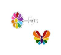Monkimau Boucles d'oreilles pour filles arc-en-ciel, boucles d'oreilles en argent sterling 925, boucles d'oreilles pour enfants hypoallergéniques