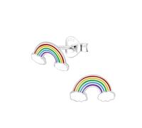 Monkimau Boucles d'oreilles pour filles arc-en-ciel, boucles d'oreilles en argent sterling 925, boucles d'oreilles pour enfants hypoallergéniques