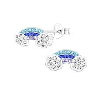 Monkimau Boucles d'oreilles pour filles arc-en-ciel, boucles d'oreilles en argent sterling 925, boucles d'oreilles pour enfants hypoallergéniques