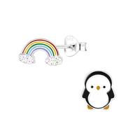 Monkimau Boucles d'oreilles pour filles arc-en-ciel, boucles d'oreilles en argent sterling 925, boucles d'oreilles pour enfants hypoallergéniques
